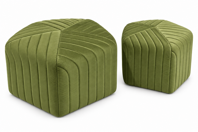 Ottoman Set - Jack And Jill - Moss Velvet