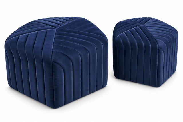 Ottoman Set - Jack And Jill - Sapphire Velvet