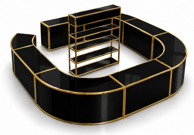 Bar - Ringling Oval - Gold Frame - Black Top