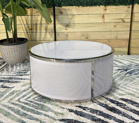 Coffee Table - Ringling Round - Silver Frame - White Top