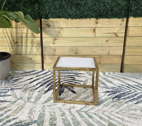 Side Table - Ringling Square - Gold Frame - White Top
