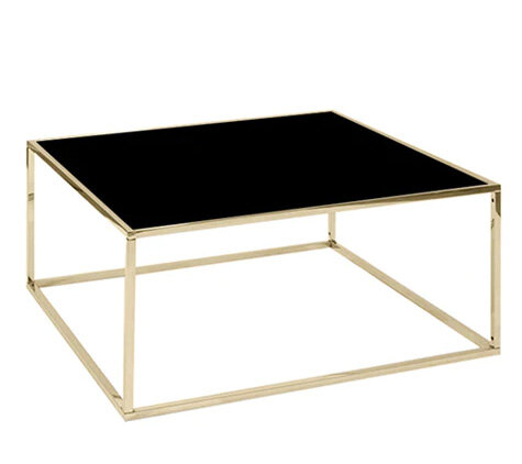 Coffee Table - Ringling Square - Gold Frame - Black Top