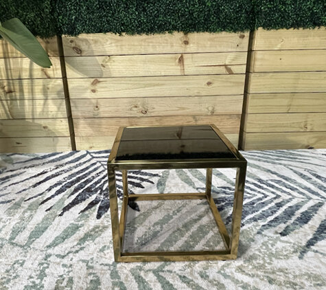 Side Table - Ringling Square - Gold Frame - Black Top