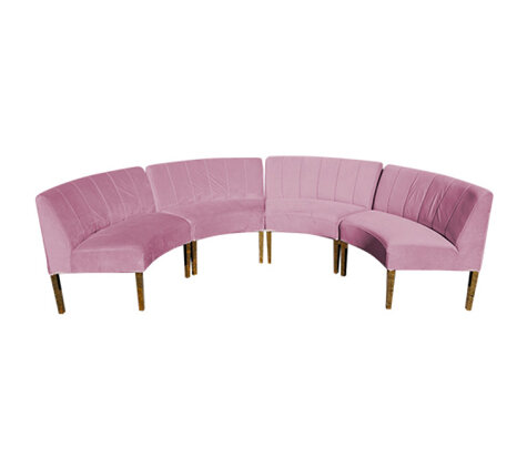 Crescent Sofa - Rose - Gold Legs - Blush Velvet