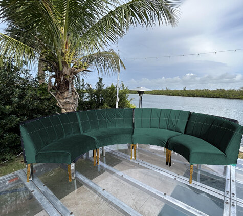 Crescent Sofa - Rose - Gold Legs - Emerald Velvet