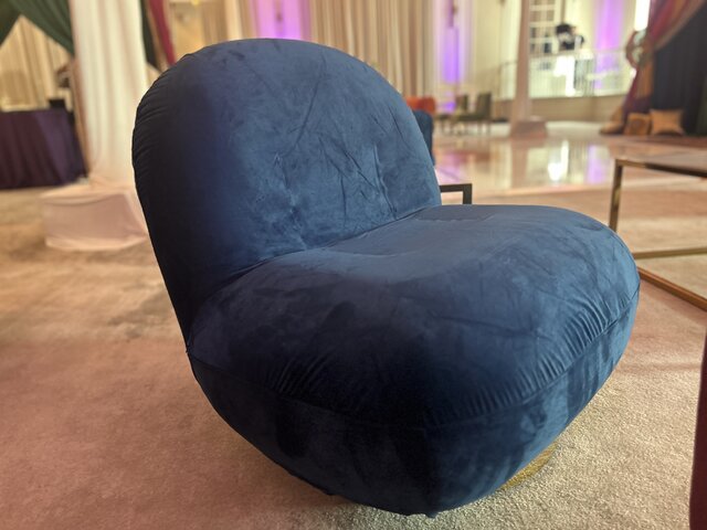 Side Chair - Pearl - Gold Legs - Sapphire Velvet