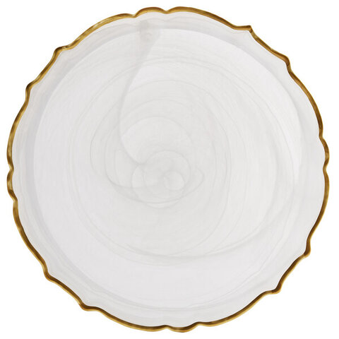 Charger - Glass - Scalloped White  13