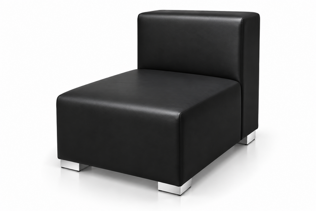 Side Chair - Jackson - Silver Legs - Black Faux Leather