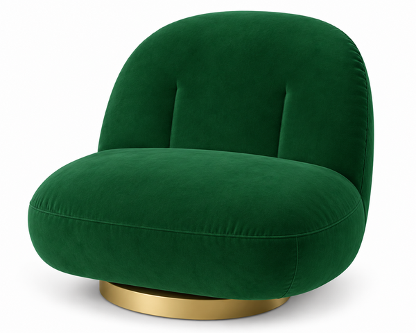 Side Chair - Pearl - Gold Legs - Emerald Velvet