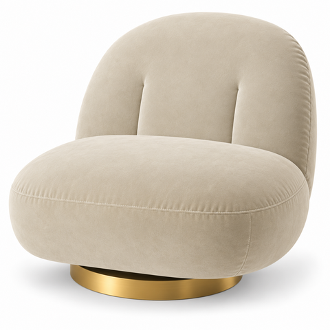 Side Chair - Pearl - Gold Legs - Ivory Velvet