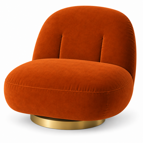 Side Chair - Pearl - Gold Legs - Rust Velvet