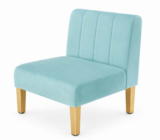 Side Chair - Rose - Gold Legs - Robin Egg Velvet
