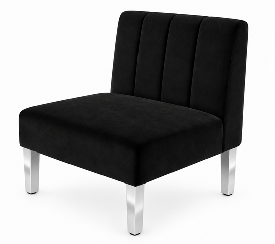 Side Chair - Rose - Silver Legs - Black Velvet