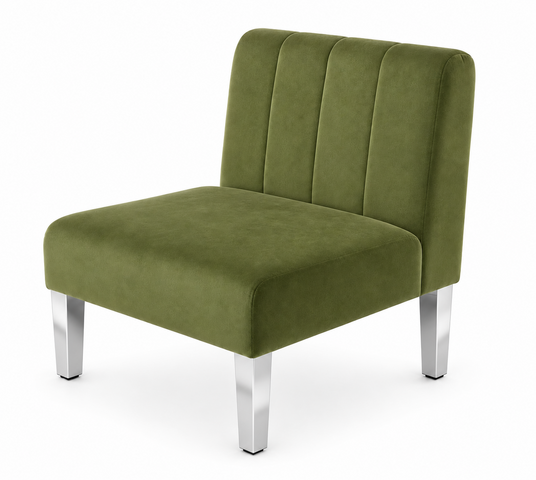 Side Chair - Rose - Silver Legs - Moss Velvet