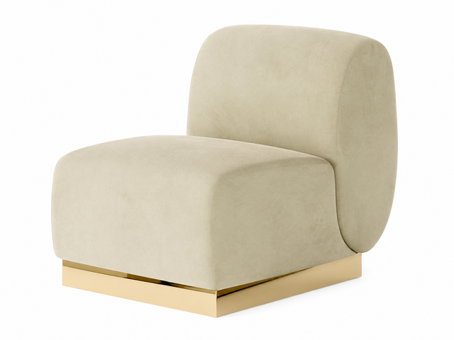 Side Chair - Stella - Gold Legs - Ivory Velvet