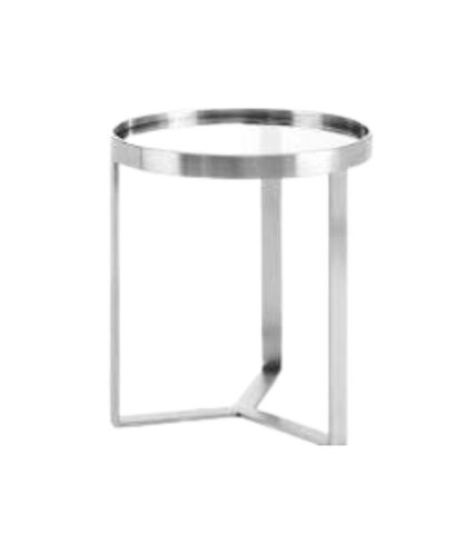 Side Table - Cooper Round - Silver Frame - Glass Top