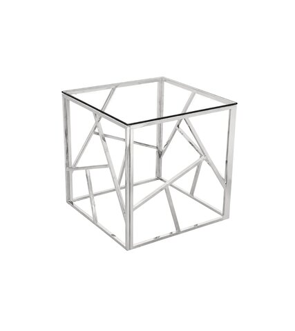 Side Table - Dexter - Silver Frame - Clear Top