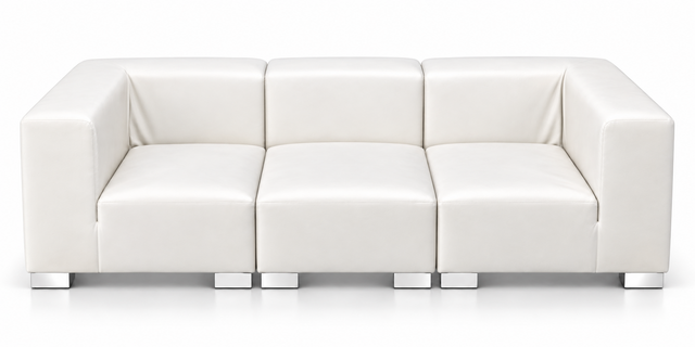 Sofa - Jackson - Silver Legs - White Faux Leather