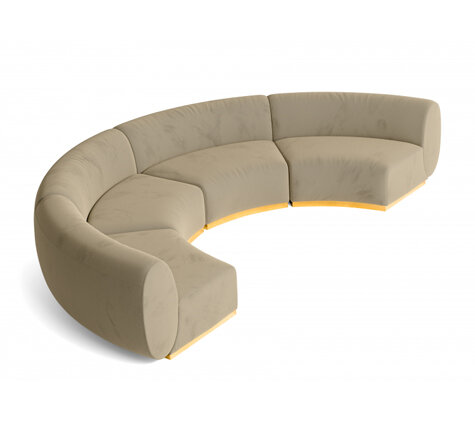 Crescent Sofa - Stella - Gold Legs - Pewter Velvet
