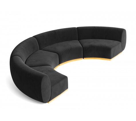 Crescent Sofa - Stella - Gold Legs - Black Velvet