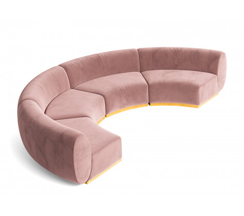 Crescent Sofa - Stella - Gold Legs - Blush Velvet