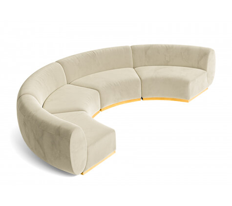Crescent Sofa - Stella - Gold Legs - Ivory Velvet