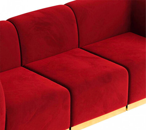 Side Chair - Stella - Gold Legs - Crimson Velvet