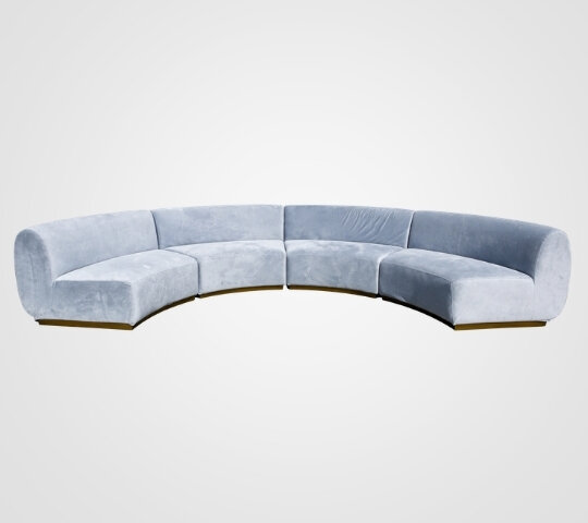 Crescent Sofa - Stella - Gold Legs - Steel Velvet