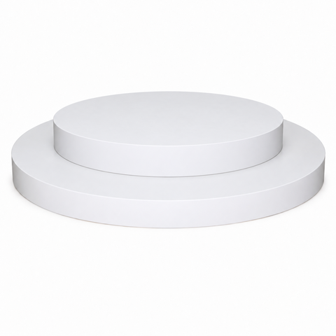 Platform -Tiered Round - White Wood Frame - White Wood Top