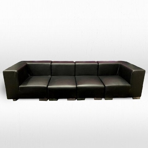 XL Sofa - Jackson - Silver Legs - Black Faux Leather