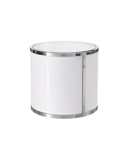 Side Table - Ringling Round - Silver Frame - White Top