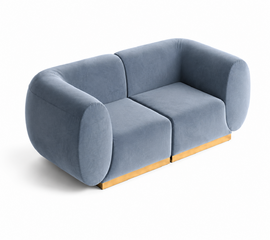 Loveseat - Stella - Gold Legs - Steel Velvet