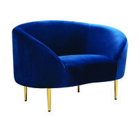 Club Chair - Abby - Gold Legs - Sapphire Velvet