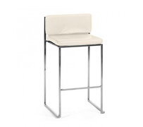 Barstool - Addison - Silver Frame - White Faux Leather
