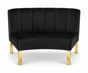 Inside Curve Loveseat - Rose - Gold Legs - Black Velvet