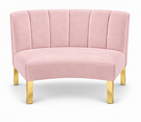 Inside Curve Loveseat - Rose - Gold Legs - Blush Velvet