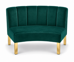 Inside Curve Loveseat - Rose - Gold Legs - Emerald Velvet