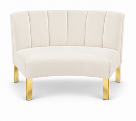 Inside Curve Loveseat - Rose - Gold Legs - Ivory Velvet