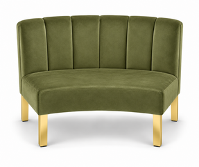 Inside Curve Loveseat - Rose - Gold Legs - Moss Velvet