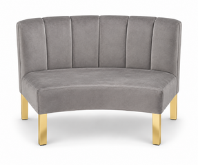 Inside Curve Loveseat - Rose - Gold Legs - Pewter Velvet