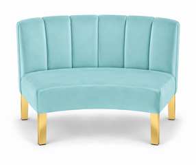 Inside Curve Loveseat - Rose - Gold Legs - Robin Egg Velvet