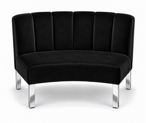 Inside Curve Loveseat - Rose - Silver Legs - Black Velvet
