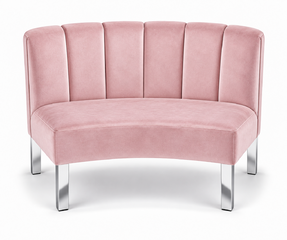 Inside Curve Loveseat - Rose - Silver Legs - Blush Velvet