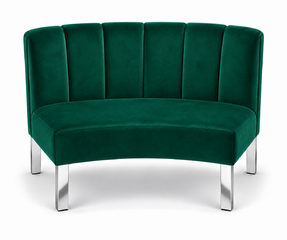 Inside Curve Loveseat - Rose - Silver Legs - Emerald Velvet