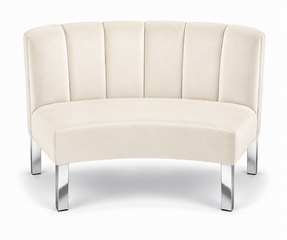 Inside Curve Loveseat - Rose - Silver Legs - Ivory Velvet