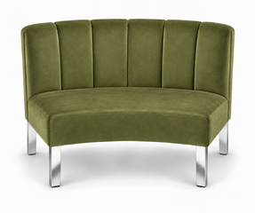 Inside Curve Loveseat - Rose - Silver Legs - Moss Velvet