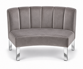 Inside Curve Loveseat - Rose - Silver Legs - Pewter Velvet