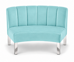 Inside Curve Loveseat - Rose - Silver Legs - Robin Egg Velvet