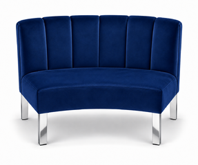 Inside Curve Loveseat - Rose - Silver Legs - Sapphire Velvet