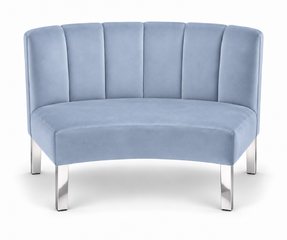 Inside Curve Loveseat - Rose - Silver Legs - Steel Velvet